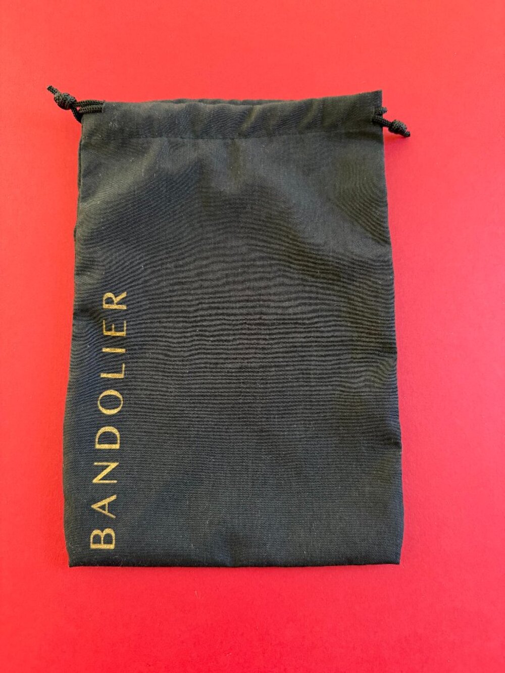 Bandolier Black Dust Bag Gold Logo Double Drawstring Storage Pouch 5.5x8.75